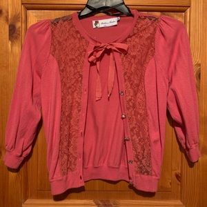 Twelve by Twelve Pink Lace Sweater